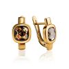 Golden Earrings With Smoky Quartz, image 