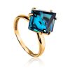 Golden Ring With Blue Synthetic Topaz, Ring Size: 6 / 16.5, image 
