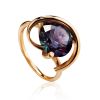 Golden Cocktail Ring With Synthetic Alexandrite, Ring Size: 7 / 17.5, image 