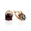 Golden Earrings With Alexandrite Centerstones, image 