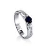 Silver Ring With Synthetic Sapphire And Crystals, Ring Size: 6.5 / 17, image 