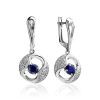 Classy Silver Dangles With Synthetic Sapphire And Crystals, image 