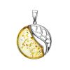 Round Silver Pendant With Lemon Amber The Sunrise, image 
