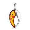 Silver Pendant With Cognac Amber The Sunrise, image 