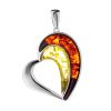 Heart Shaped Silver Pendant With Multicolor Amber The Sunrise, image 