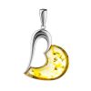 Heart Shaped Silver Pendant With Amber The Sunrise, image 