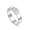 Silver Golden Band Ring With White Diamonds Row The Diva, Ring Size: 6.5 / 17, image 