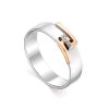Silver Golden Band Ring With White Diamonds The Diva, Ring Size: 6.5 / 17, image 