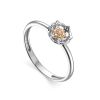 Silver Golden Floral Ring With Diamond Centerpiece The Diva, Ring Size: 5.5 / 16, image 