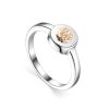 Silver Golden Floral Ring With Diamond The Diva, Ring Size: 6 / 16.5, image 