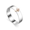 Silver Band Ring With Golden Diamond Cross The Diva, Ring Size: 6.5 / 17, image 