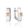 Geometric Silver Golden Earrings With Diamonds The Diva, image 