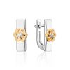 Silver Golden Floral Earrings With Diamonds The Diva, image 