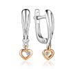 Silver Earrings With Golden Diamond Dangles The Diva, image 