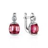 Silver Earrings With Rhodolite And Crystals, image 