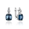Silver Earrings With Synthetic Topaz And Crystals, image 