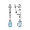 Synthetic Topaz Silver Drop Earrings With Crystals, image 