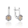Silver Golden Floral Earrings With Diamonds The Diva, image 