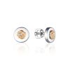 Silver Golden Floral Studs With Diamonds The Diva, image 
