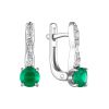 Green Agate Silver Earrings With Crystals, image 