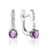 Silver Earrings With Amethyst And Crystals, image 