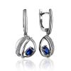 Silver Dangles With Synthetic Sapphire And Crystals, image 