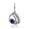 Silver Round Pendant With Synthetic Sapphire And Crystals, image 