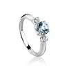 Silver Ring With Synthetic Topaz And White Crystals, Ring Size: 5.5 / 16, image 