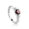 Classy Garnet Silver Ring With Crystals, Ring Size: 5 / 15.5, image 