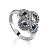 Classy Silver Ring With Blue And White Crystals, Ring Size: 8 / 18, image 