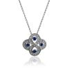Silver Necklace With Blue And White Crystals, Length: 45, image 