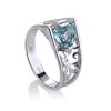 Filigree Silver Ring With Synthetic Topaz, Ring Size: 6 / 16.5, image 