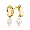 Gold Plated Silver Earrings With Pearl Dangles The Palazzo, image 