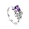 Romantic Silver Ring With Amethyst And Crystals, Ring Size: 6 / 16.5, image 