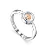 Geometric Silver Ring With Diamond And Gold Detail The Diva, Ring Size: 6 / 16.5, image 
