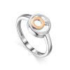Geometric Silver Golden Diamond Ring The Diva, Ring Size: 6 / 16.5, image 