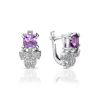 Cute Silver Earrings With Amethyst And Crystals, image 