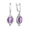 Silver Dangle Earrings With Amethyst And Crystals, image 
