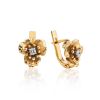 Ultra Feminine Golden Floral Earrings With Diamonds, image 