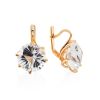 Golden Earrings With Bold White Crystals, image 