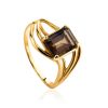 Chic Golden Ring With Smoky Quartz, Ring Size: 7 / 17.5, image 