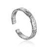​Contemporary crumbled texture one-size silver ring The Liquid, Ring Size: Adjustable, image 