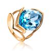 Golden Cocktail Ring With Light Blue Topaz, Ring Size: 7 / 17.5, image 