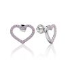 Sparkling Heart Shaped Studs With Light Pink Crystals The Aurora, image 