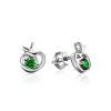 Silver Stud Earrings With Green Crystals The Aurora								, image 