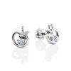 Silver Stud Earrings With White Crystals The Aurora								, image 