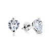 White Crystal Stud Earrings In Silver The Aurora						, image 