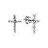 Silver Cross Studs With White Crystals The Aurora, image 