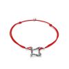 Red Lace Friendship Bracelet With Black Crystal Charm							, Length: 16, image 