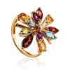 Bright Golden Ring With Multicolor Gemstones, Ring Size: 6.5 / 17, image 